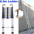 Telescoping Ladder 20FT Extension Ladder with 2 Detachable Hooks Aluminum Telescopic Ladder Collapsible Ladder Fully Extended 244