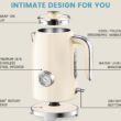 SUSTEAS Electric Kettle - 57oz Hot Tea Kettle Water Boiler with Thermometer, 1500W Fast Heating Stainless Steel Tea Pot, Cordless with LED Indicator, Auto Shut-Off & Boil Dry Protection, Beige - 2