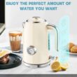 SUSTEAS Electric Kettle - 57oz Hot Tea Kettle Water Boiler with Thermometer, 1500W Fast Heating Stainless Steel Tea Pot, Cordless with LED Indicator, Auto Shut-Off & Boil Dry Protection, Beige - 5