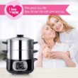 Secura 2 Stainless Steel Food Steamer 8.5 Qt Electric Glass Lid Vegetable Steamer Double Tiered Stackable Baskets with Timer - 9