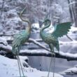 Oritty 33-37 Inch Metal Crane Garden Statue Décor, Bird Garden Sculpture & Statues, Set of 2 Oritty 33-37 Inch Metal Crane Garden Statue Décor, Bird Garden Sculpture & Statues, Outdoor Decoration for Yard Patio Lawn Backyard Pool, Vintage Spread Wings Crane, Set of 2 - 2