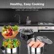 Secura 2 Stainless Steel Food Steamer 8.5 Qt Electric Glass Lid Vegetable Steamer Double Tiered Stackable Baskets with Timer - 2