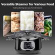 Secura 2 Stainless Steel Food Steamer 8.5 Qt Electric Glass Lid Vegetable Steamer Double Tiered Stackable Baskets with Timer - 5