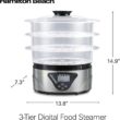 Hamilton Beach Digital Electric Food Steamer & Rice Cooker for Quick, Healthy Cooking with Stackable Three-Tier Bowls for Vegetables and Seafood, 8.25 Quart, Black & Stainless Steel - 8