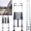 Telescoping Ladder 20FT Extension Ladder with 2 Detachable Hooks Aluminum Telescopic Ladder Collapsible Ladder Fully Extended 244