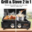 QuliMetal Table Top Grill Portable Griddle with Hood Non-Stick Flat Top Grill Griddle Propane Grill with Carry Bag 22 Inch,24,000 BTU,348 Sq,304 Stainless Steel Burner,Ceramic Coating for Outdoor Camping Party Tailgating - 5