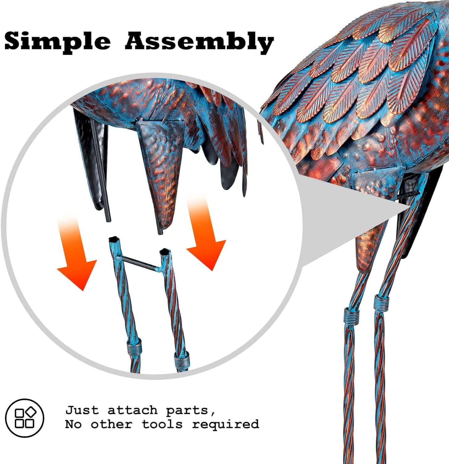 Kircust Garden Crane Statues Patina Heron Decoy, Standing Metal Crane Sculptures Bird Yard Art for Outdoor Decor, Set of 2 Kircust Garden Crane Statues Patina Heron Decoy, Standing Metal Crane Sculptures Bird Yard Art for Outdoor Decor, Set of 2 - 4