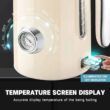 SUSTEAS Electric Kettle - 57oz Hot Tea Kettle Water Boiler with Thermometer, 1500W Fast Heating Stainless Steel Tea Pot, Cordless with LED Indicator, Auto Shut-Off & Boil Dry Protection, Beige - 7
