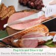 NutriChef Electric Carving Turkey Slicer Kitchen Knife | For Thanksgiving | Portable Electrical Food Cutter Knife Set with Carving Blades & Wood Carving Stand | Cuts Meat, Bread, Cheese & Fruit - 4