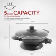 Aroma Housewares AEW-306 Electric Wok with Tempered Glass Lid Easy Clean Nonstick, Black