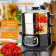 Secura Electric Food Steamer, Vegetable Double Tiered Stackable Baskets with Timer 1200W Fast Heating Stainless Steel Digital Steamer 8.5 Quart - 4