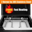 QuliMetal Table Top Grill Portable Griddle with Hood Non-Stick Flat Top Grill Griddle Propane Grill with Carry Bag 22 Inch,24,000 BTU,348 Sq,304 Stainless Steel Burner,Ceramic Coating for Outdoor Camping Party Tailgating - 4