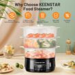 13.7QT Electric Food Steamer for Cooking, Vegetable Steamer with 3 Tiers BPA-Free Baskets, Digital Steamer with Appointment, 800W Fast Cooking, Ideal for Veggies Seafood Rice Black - 3