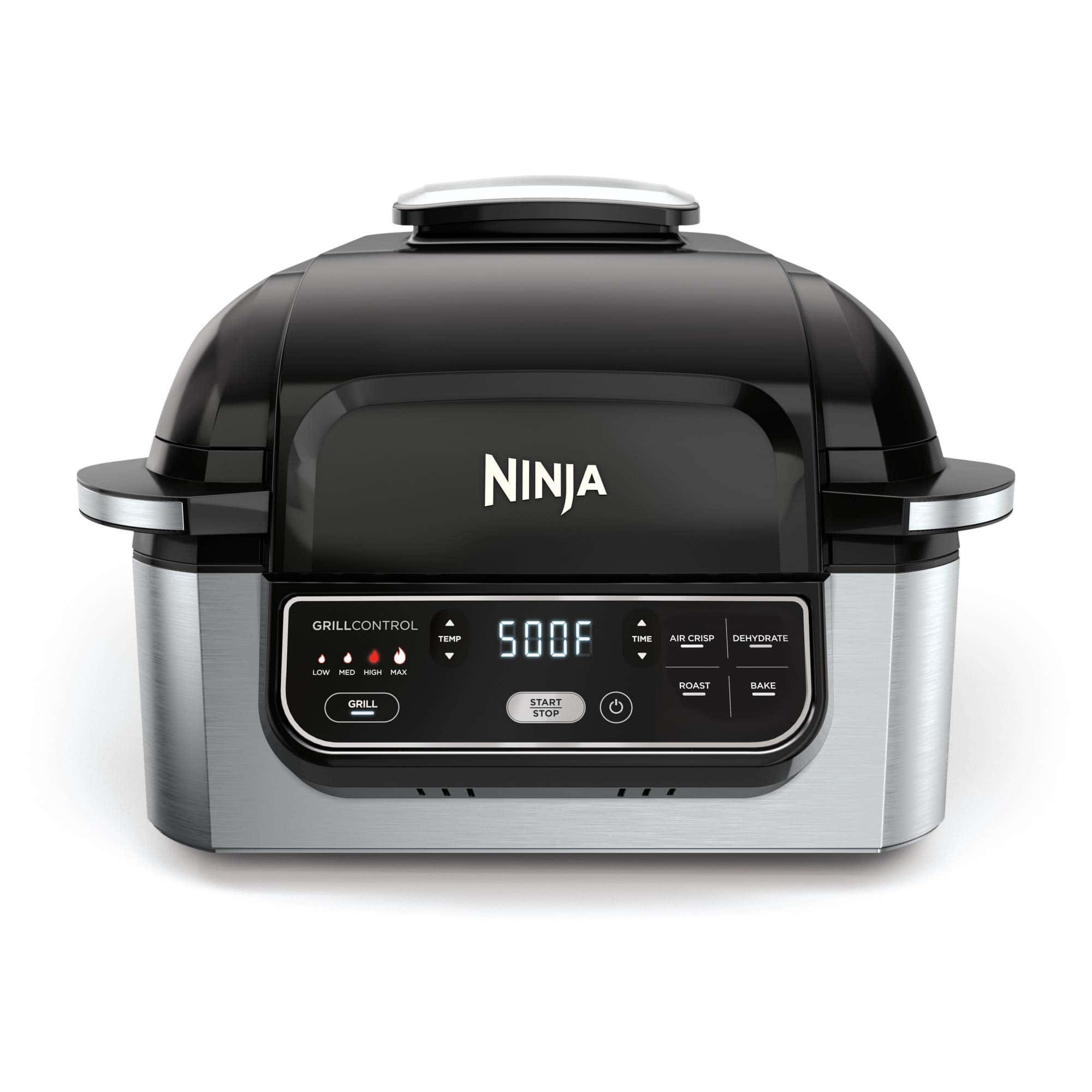 Ninja AG301 Foodi 5-in-1 Indoor Electric Grill with Air Fry, Roast, Bake & Dehydrate - Programmable, Black/Silver Ninja AG301 Foodi 5-in-1 Indoor Electric Grill with Air Fry, Roast, Bake & Dehydrate - Programmable, Black/Silver