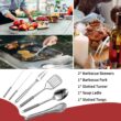 Portable Camping Kitchen Utensil Set-27 Piece Cookware Kit, Stainless Steel Outdoor Cooking and Grilling Utensil Organizer Travel Set