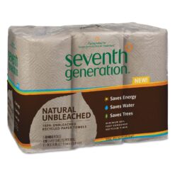 Seventh Generation Unbleached Paper Towels, Recycled Paper, 6 Count, Pack of 4