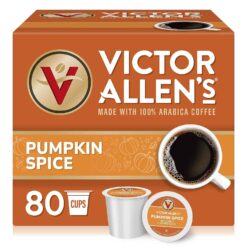 Victor Allen's Coffee Pumpkin Spice Flavored, Medium Roast, 80 Count, Single Serve Coffee Pods for Keurig K-Cup Brewers - 1