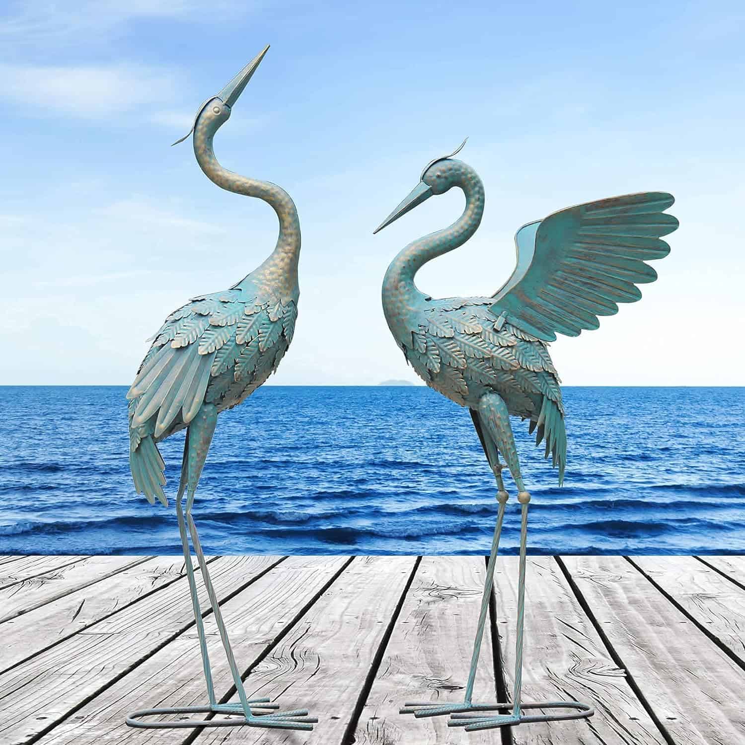 Oritty 33-37 Inch Metal Crane Garden Statue Décor, Bird Garden Sculpture & Statues, Set of 2 Oritty 33-37 Inch Metal Crane Garden Statue Décor, Bird Garden Sculpture & Statues, Outdoor Decoration for Yard Patio Lawn Backyard Pool, Vintage Spread Wings Crane, Set of 2 - 6