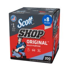 Scott Shop Towels Original (75190), Blue, Pop-Up Dispenser Box (200 Towels/Box, 8 Boxes/Case, 1,600 Towels/Case)