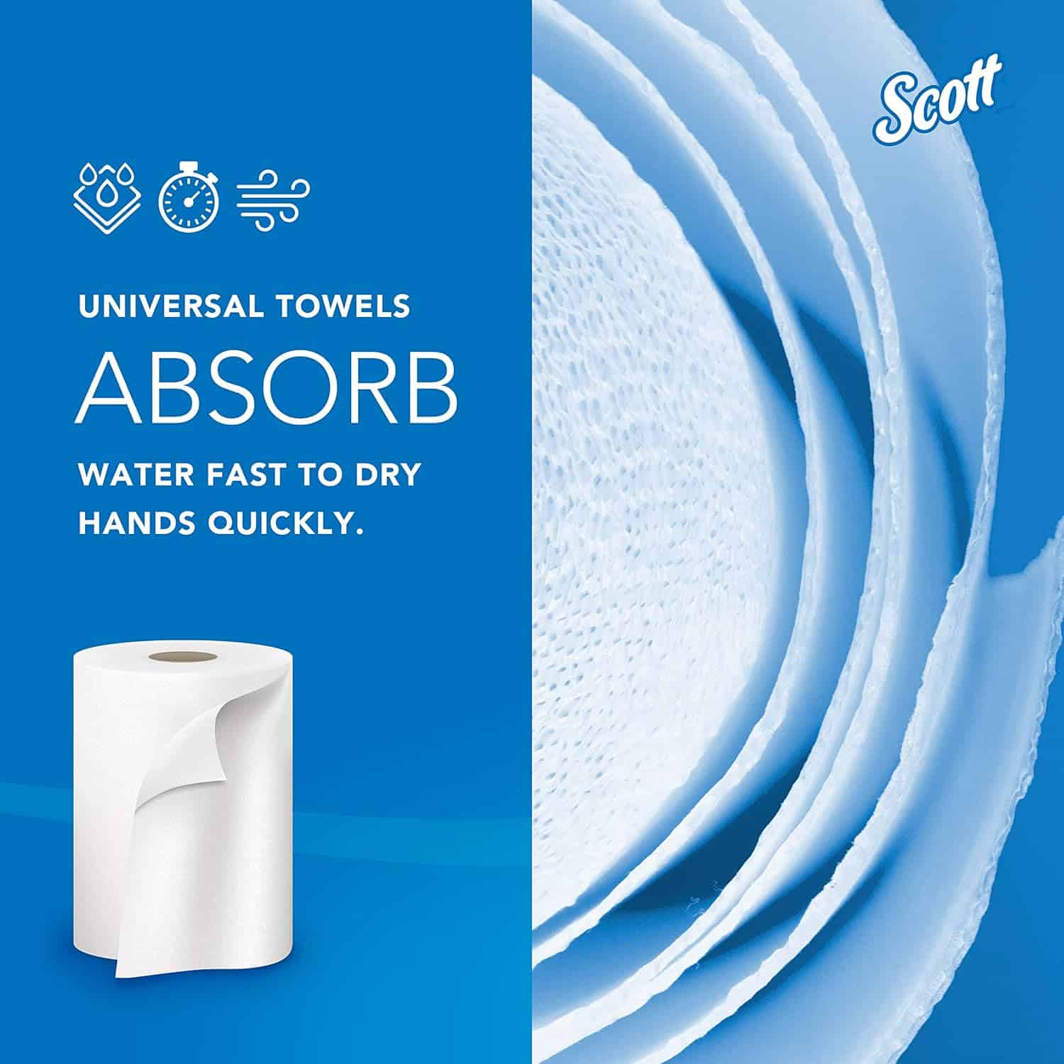 Scott® Essential Universal High-Capacity Hard Roll Towels (01005), 1.5" Core, White Scott® Essential Universal High-Capacity Hard Roll Towels (01005), with Absorbency Pockets™, 1.5" Core, White, (1,000'/Roll, 6 Rolls/Case, 6,000'/Case) - 8
