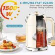 SUSTEAS Electric Kettle - 57oz Hot Tea Kettle Water Boiler with Thermometer, 1500W Fast Heating Stainless Steel Tea Pot, Cordless with LED Indicator, Auto Shut-Off & Boil Dry Protection, Beige - 4