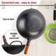 YOSUKATA Carbon Steel Wok Pan – 13,5 “ Stir Fry Pans - Chinese Wok with Flat Bottom Pow Wok