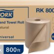 Tork Paper Towel Roll Natural - Universal Hand Roll, Natural Paper Towels with Brown Tissues made of 100% Recycled Fiber, 6 Rolls x 800 ft, Compatible with H21 Dispenser, RK800E - 2