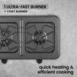 ABBA Double Burner Portable Propane StoveTop - Lightweight Alloy Steel Portable Stove, 13.19" x 21.85" x 4.33" (Black)
