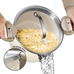 Gotham Steel 5 Quart Stock Pot Multipurpose Pasta Pot with Strainer Lid & Twist and Lock Handles