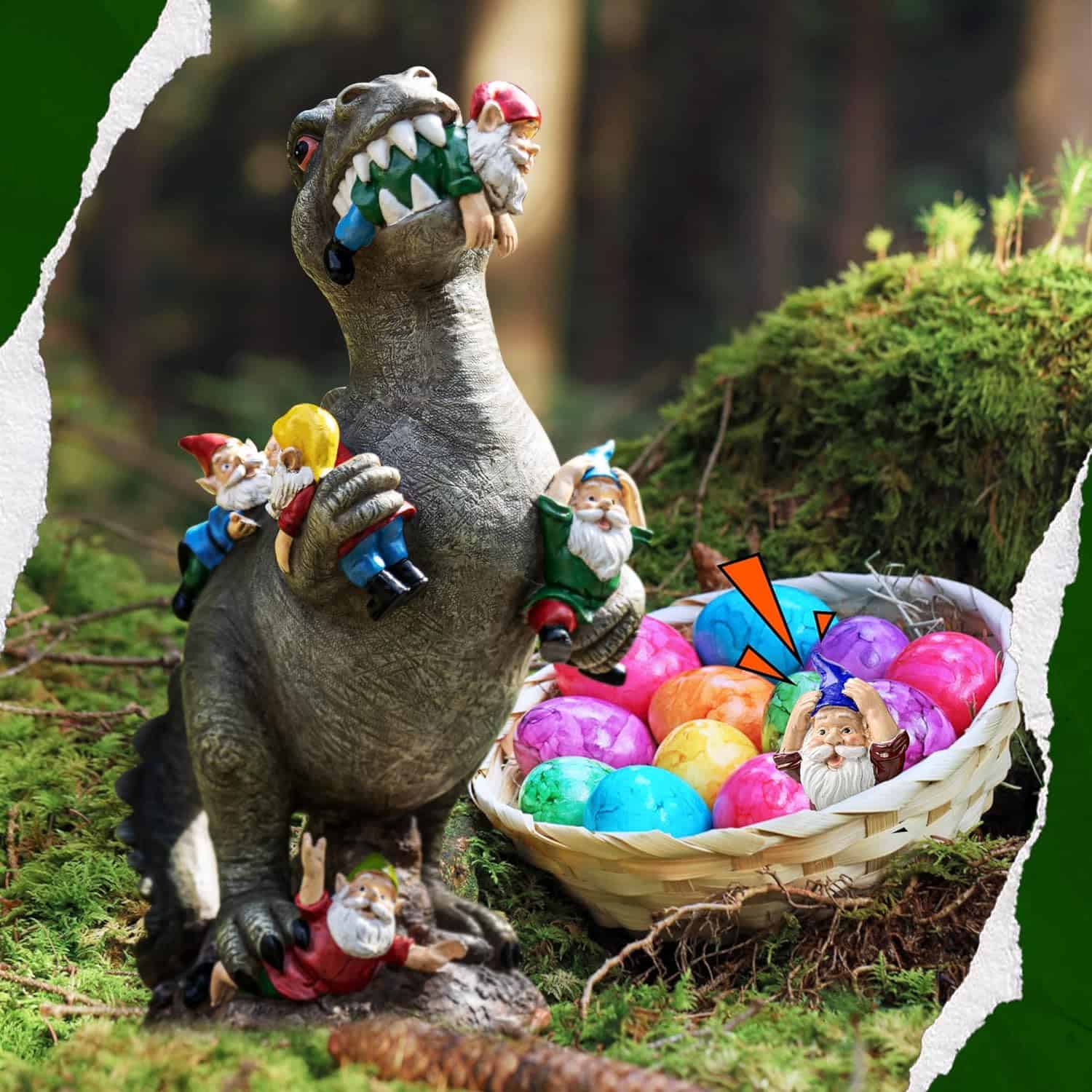 SOWSUN Dinosaur Gnomes Garden Statues Outdoor Decor Birthday Gifts for Mom Funny Gifts for Yard SOWSUN Dinosaur Gnomes Garden Statues Outdoor Decor Birthday Gifts for Mom Funny Gifts for Yard, Patio Dinosaur Eating Gnomes Sculptures House Warming Gifts New Home Decor - 6