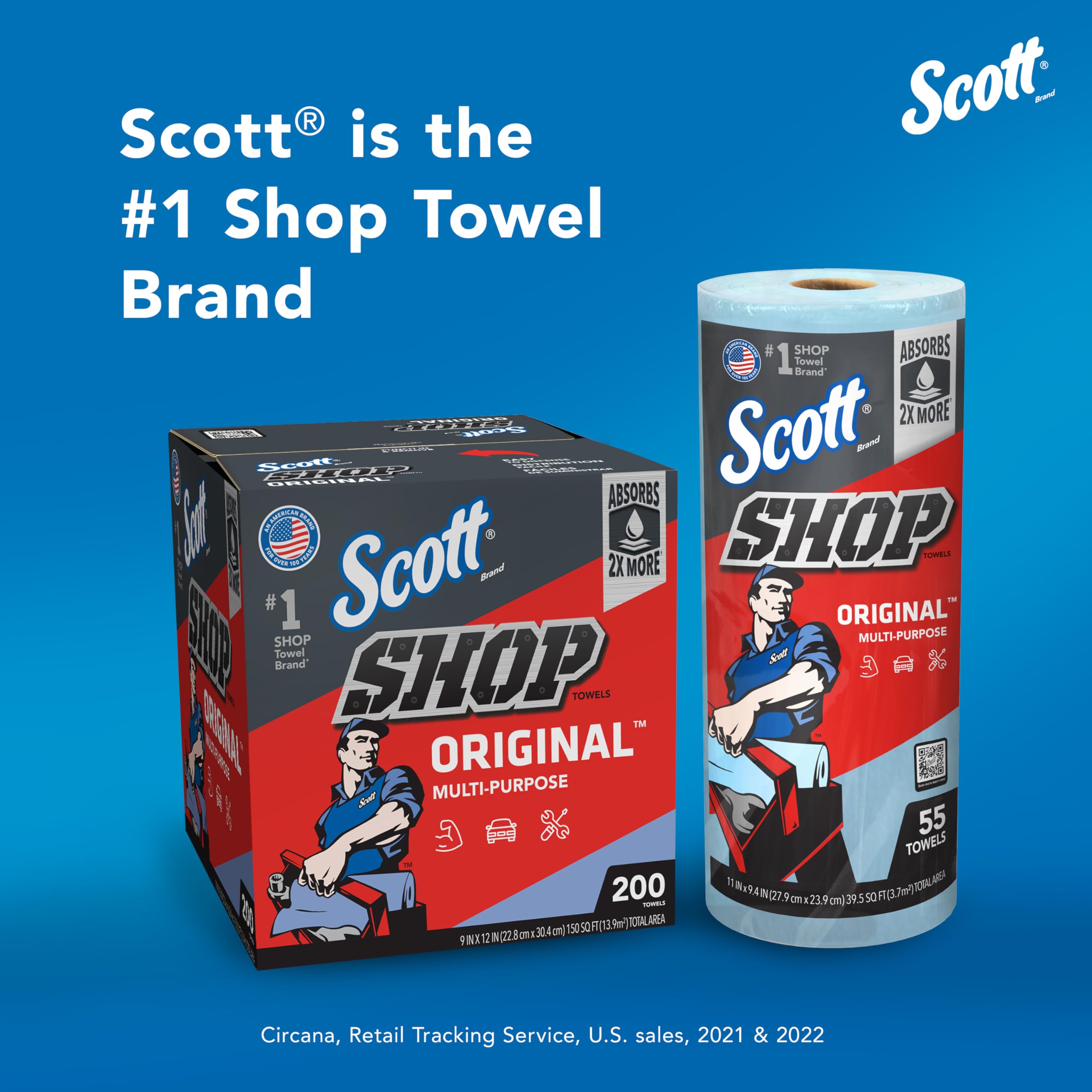Scott Shop Towels Original (75190), Blue, Pop-Up Dispenser Box (200 Towels/Box, 8 Boxes/Case, 1,600 Towels/Case) Scott Shop Towels Original (75190), Blue, Pop-Up Dispenser Box (200 Towels/Box, 8 Boxes/Case, 1,600 Towels/Case) - Image 6
