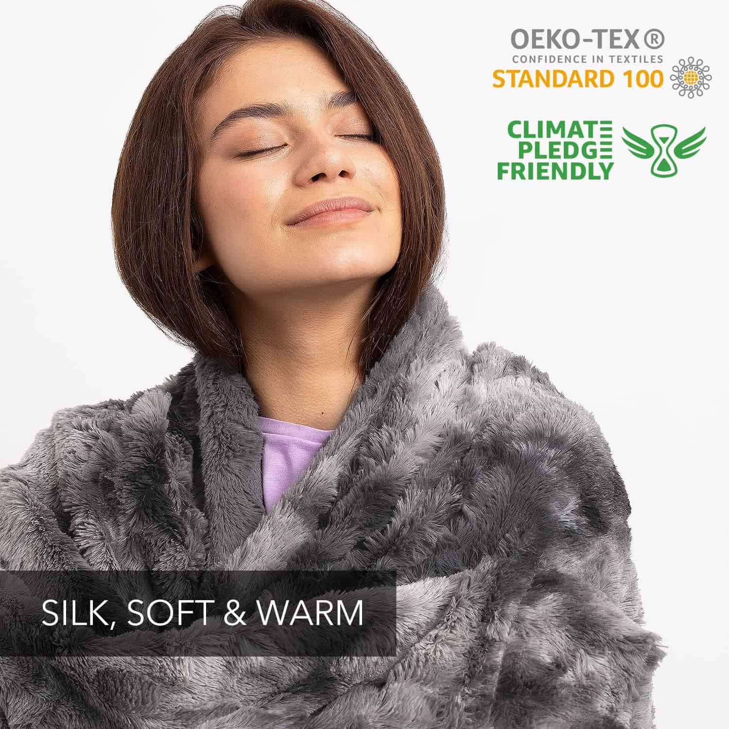 Everlasting Comfort Luxury Plush Blanket - Cozy, Soft, Fuzzy Faux Fur Throw Blanket for Couch (Gray) Everlasting Comfort Luxury Plush Blanket - Cozy, Soft, Fuzzy Faux Fur Throw Blanket for Couch - Ideal Comfy Minky Blanket for Adults for Cold Nights (Gray) - 5