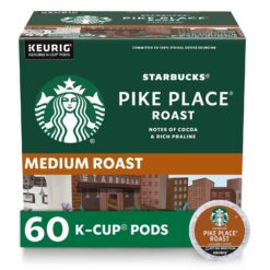 Starbucks K-Cup Coffee Pods—Medium Roast Coffee—Pike Place Roast for Keurig Brewers—100% Arabica—6 boxes (60 pods total) - 1