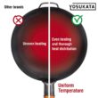 YOSUKATA Carbon Steel Wok Pan - 14 “ Woks and Stir Fry Pans - Black Steel Wok
