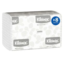 Kleenex® Multifold Paper Towels (02046), 1-Ply, 9.2" x 9.4" sheets, White, (150 Sheets/Pack, 8 Packs/Case, 1,200 Sheets/Case) - 1