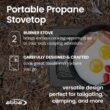 ABBA Double Burner Portable Propane StoveTop - Lightweight Alloy Steel Portable Stove, 13.19" x 21.85" x 4.33" (Black)