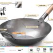 Craft Wok Flat Hand Hammered Carbon Steel Pow Wok with Wooden and Steel Helper Handle