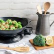 Aroma Housewares AEW-306 Electric Wok with Tempered Glass Lid Easy Clean Nonstick, Black