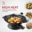 Aroma Housewares AEW-306 Electric Wok with Tempered Glass Lid Easy Clean Nonstick, Black