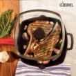 Cuisinel Cast Iron Square Grill Pan + Glass Lid - 10.5" Pre-Seasoned Ridged Skillet + Handle Cover + Pan Scraper