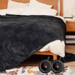 Electric Blanket Queen Size 84''X90'' - Heated Blanket with Dual Control Fast Heating 6 Heating Levels & 1-10 Hours Auto Off,ETL Certified Machine Washable (Black) - 1