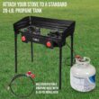 Hike Crew Cast Iron Double-Burner Outdoor Gas Stove | 150,000 BTU Portable Propane Cooktop w/Blue Flame Control, Removable Legs, Temperature Control Knobs, Wind Panel, Hose, Regulator & Storage Case - 4