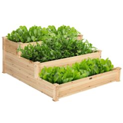 Costway 3 Tier Wooden Raised Vegetable Garden Bed Elevated Planter Kit Outdoor Gardening