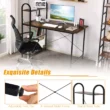 Costway 48'' Reversible Computer Desk Writing Table Workstation w/ Storage Shelf BlackBrown - rustic brown