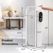 Costway 1500W Electric Space Heater Oil Filled Radiator Heater W/ Foldable Rack White - White