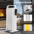 Costway 1500W Electric Space Heater Oil Filled Radiator Heater W/ Foldable Rack White - White