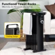 Costway 1500W Electric Space Heater Oil Filled Radiator Heater W/ Foldable Rack White - Black