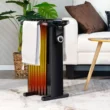Costway 1500W Electric Space Heater Oil Filled Radiator Heater W/ Foldable Rack White - Black