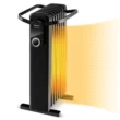 Costway 1500W Electric Space Heater Oil Filled Radiator Heater W/ Foldable Rack White - Black