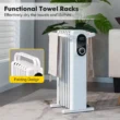 Costway 1500W Electric Space Heater Oil Filled Radiator Heater W/ Foldable Rack White - White